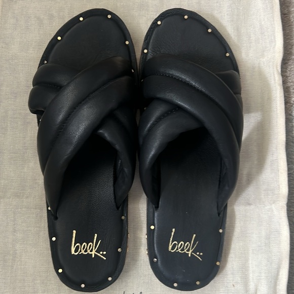 Beek Handmade Dovetail Leather Sandal Black NWT Size 6 - Picture 8 of 13